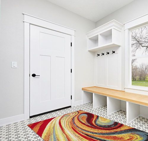 Home Dynamix Adja Modern Area Rug, Splash (5'2" x 7'2") in White Modern Entryway