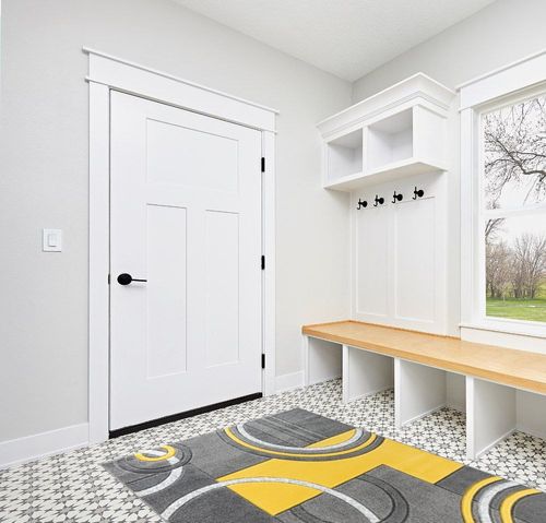 GLORY RUGS Area Rug Modern Soft Hand Carved Contemporary Floor Carpet with Premium Fluffy Texture for Indoor Living Dining Room and Bedroom Area (5x7, Yellow) in White Modern Entryway