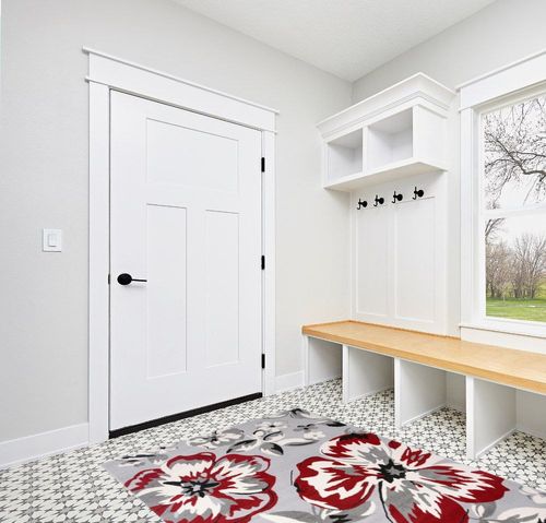 Modern Floral Area Rugs 5' X 7' Red in White Modern Entryway