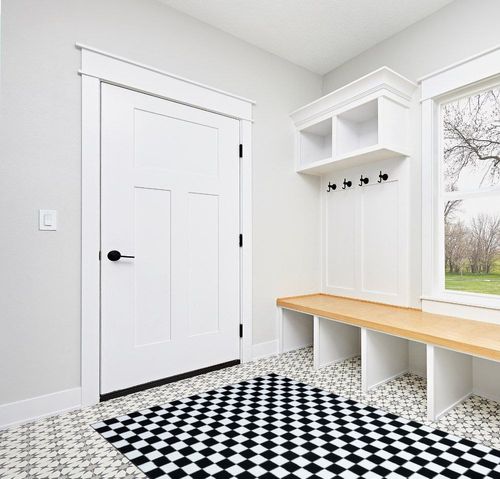LUXE WEAVERS Geometric Checkered Black and White 5x7 Area Rug, Non-Shedding Modern Living Room Carpet in White Modern Entryway