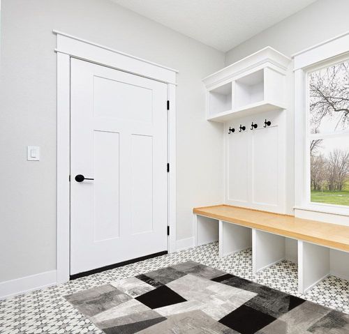 Home Dynamix Catalina Bismark Contemporary Geometric Area Rug, Grey/Black, 5'3"x7'2" in White Modern Entryway
