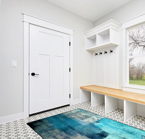 TOMWISH 5X7 Area Rug, Blue Abstract Modern Play Area Rug Turquoise Art Painting Watercolor Living Room Bedroom Floor Decoration Carpet, Dormitory Living Room Rest Carpet Mat,Decorative Home and Floor in White Modern Entryway