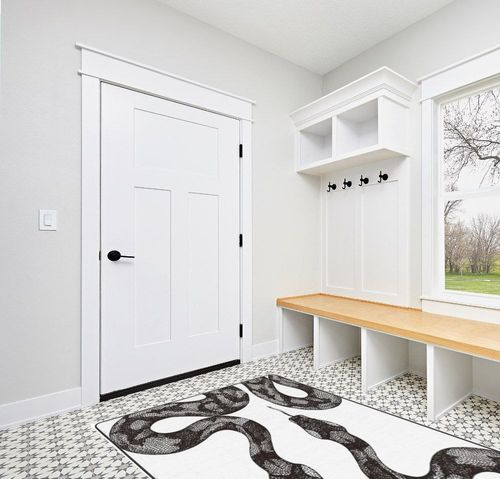 Leenevs Snake Animal Room Decor Rug 5 ' x 7 ' Area Rugs Contemporary Bedroom Living Room Farmhouse Area Rug - Non Shedding in White Modern Entryway