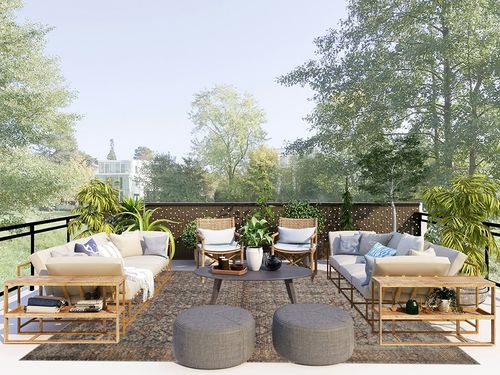 Ink / Salmon Oriental Living Room Area Rug in Scandinavian Modern Patio