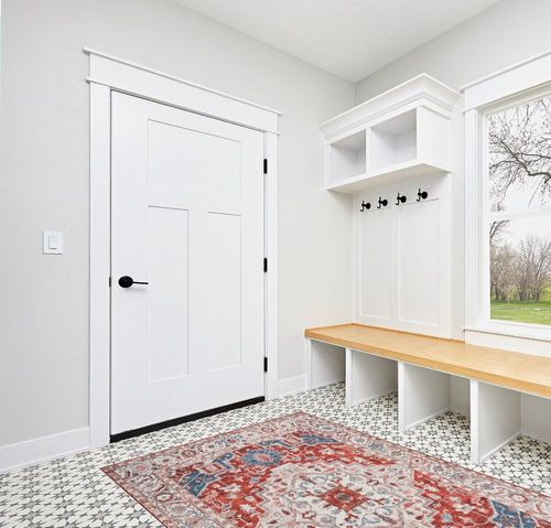CHOSHOME Area Rug - 5x7 Low-Pile Machine Washable Rug Vintage Rug with Non-Slip Backing, Non-Shedding Indoor Floor Rugs for Living Room Bedroom Kitchen Laundry Home Office Carpet, Garnet in White Modern Entryway