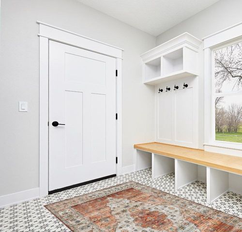 IKALIFE Ultra-Thin Washable Vintage Area Rug 5'x 7' for Living Room, Low-Pile Area Rugs Non-Shed Non Slip, Unique Chenille Printed Home Decor, Perfect for Bedroom Dining Room Kitchen, Orange in White Modern Entryway