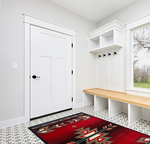Home Dynamix Sagrada Southwest Area Rug 5x7 Black/Red/Ivory in White Modern Entryway