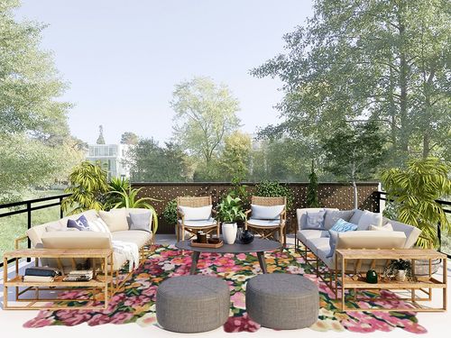 Restoration and Renovation Handmade Colorful Flower Silk & Wool Area Rug | Spring Garden Overflows The Frame | Unique Irregular Shape Hand-Tufted Floral Rug Perfect for Home Decor (8x10 Feet) in Scandinavian Modern Patio