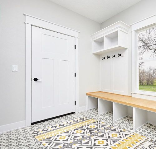 Rugshop Leiria Bohemian Geometric Area Rug 5' x 7' Yellow in White Modern Entryway