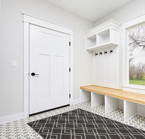 Nourison Modern Lines Modern Geometric Charcoal 5' x 7' Area-Rug, Easy-Cleaning, Non Shedding, Bed Room, Living Room, Dining Room, Kitchen (5x7) in White Modern Entryway