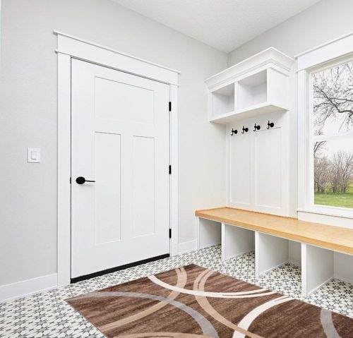 Rugshop Modern Wavy Circles Design Area Rug 5' 3" x 7' 3" Brown in White Modern Entryway