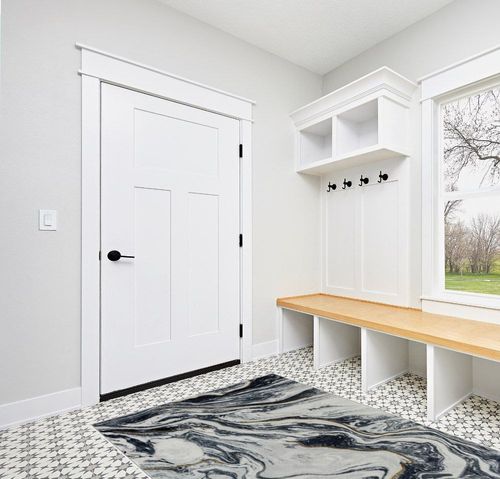 LUXE WEAVERS Francesca Collection 2180 Blue 5x7 Marble Abstract Area Rug in White Modern Entryway