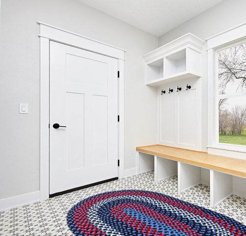 Super Area Rugs Oval 5' X 7' Blue Oval Braided Rug - Use as Living Room Rugs, Bedroom Rugs, Dining Room Rugs - Reversible - Rustic - Country - Primitive - Farmhouse Decor Rug in White Modern Entryway