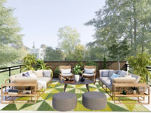 Antep Rugs Geometric 8x10 Modern Indoor Area Rug Siesta (Green, 7'10" x 10') in Scandinavian Modern Patio