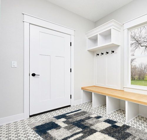 Rugshop Distressed Modern Boxes Plush Shag Area Rug 5' x 7' Navy in White Modern Entryway