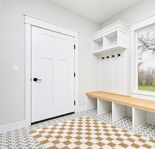 Hauteloom Atira Checkered Shag Area Rug - Checkboard Design - High Pile Fluffy Shaggy Touch - Square Tiles - Kids Room, Nursery, Living Room Shaggy Carpet - Yellow, Cream, White - 5'3" x 7'3" in White Modern Entryway