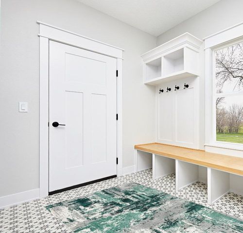 LUXE WEAVERS Abstract Distressed Green 5x7 Area Rug for Living Room in White Modern Entryway