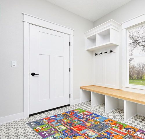 KC Cubs DC Super Hero Rug - ABC Alphabet - Traits & Emotions Playrug - Educational & Learning Carpets - Children’s Play - Rectangular Kids Play Carpet - Toddlers 2 & Up - Playroom, Classroom, Bedroom in White Modern Entryway