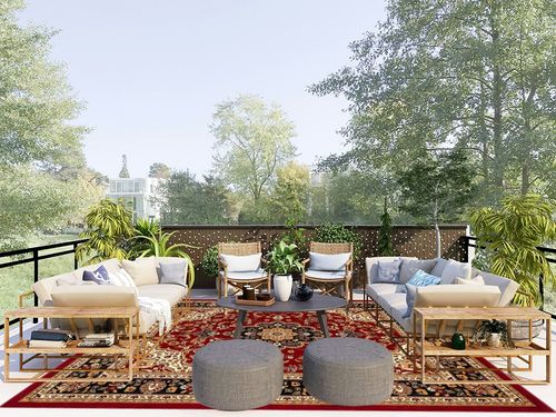 Noble Medallion Red Persian Floral Oriental Formal Traditional (7'10" x 9'10") Area Rug Easy to Clean Stain Fade Resistant Shed Free Modern Contemporary Soft Living Dining Room Rug in Scandinavian Modern Patio