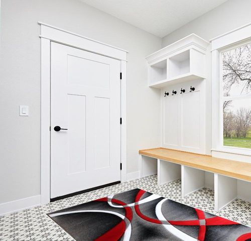 Masada Rugs, Sophia Collection Hand Carved Area Rug Modern Contemporary Red White Grey Black (5 Feet 3 Inch X 7 Feet) in White Modern Entryway