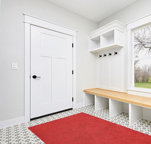 Garland Rug Skyline Shag 5 Ft. x 7 Ft. Area Rug Chili Red in White Modern Entryway