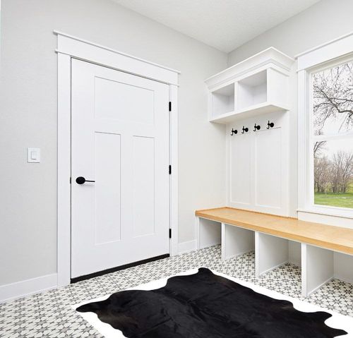 Gaucho Cowhides Solid Black Cowhide Rug - Natural Product in White Modern Entryway