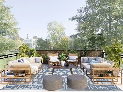 SAFAVIEH Bella Collection 8' x 10' Blue/Ivory BEL132A Handmade Premium Wool Area Rug in Scandinavian Modern Patio