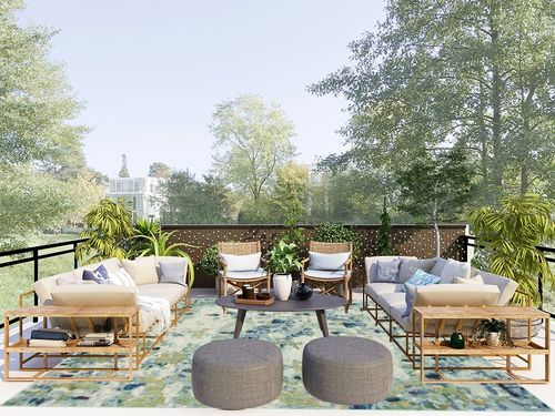 Unique Loom Chromatic Collection Area Rug - Champagne (8' x 10' Rectangle, Light Blue/ Blue) in Scandinavian Modern Patio