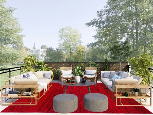 SAFAVIEH Adirondack Collection Area Rug - 8' x 10', Red & Black, Modern Abstract Design, Non-Shedding & Easy Care, Ideal for High Traffic Areas in Living Room, Bedroom (ADR117F) in Scandinavian Modern Patio