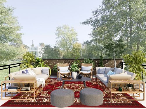 Antep Rugs Alfombras Oriental Traditional 8x10 Non-Skid (Non-Slip) Low Profile Pile Rubber Backing Indoor Area Rugs (Maroon, 7'10" x 10') in Scandinavian Modern Patio