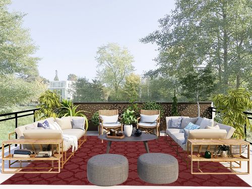 Garland Rug Sparta 8-Feet by 10-Feet Area Rug Chili Red in Scandinavian Modern Patio