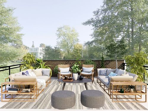 Loloi Magnolia Home by Joanna Gaines x Rae Stone/Ivory 7'-9" x 9'-9" Area Rug in Scandinavian Modern Patio