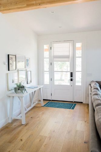 DII Variegated Recycled Yarn Modern Edge Stripe, 2x3', Teal in White Scandinavian Entryway