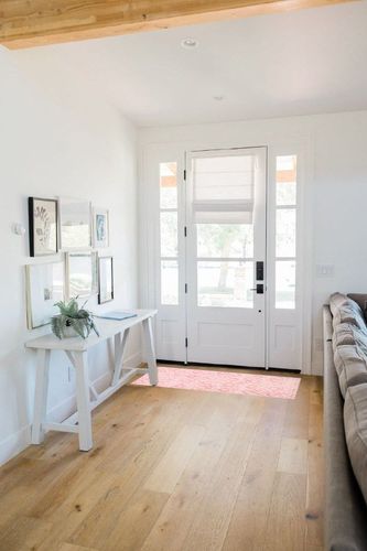Pink Bathroom Runner Rug in White Scandinavian Entryway