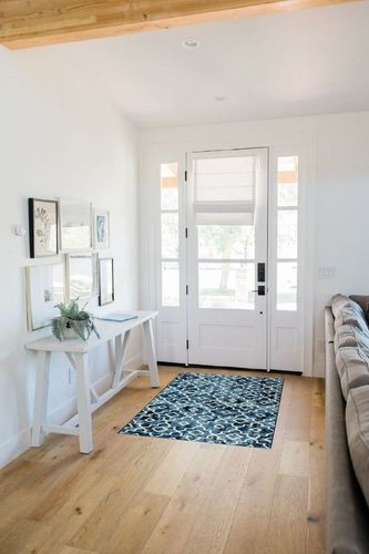 Moynesa Washable Moroccan Area Rug in White Scandinavian Entryway