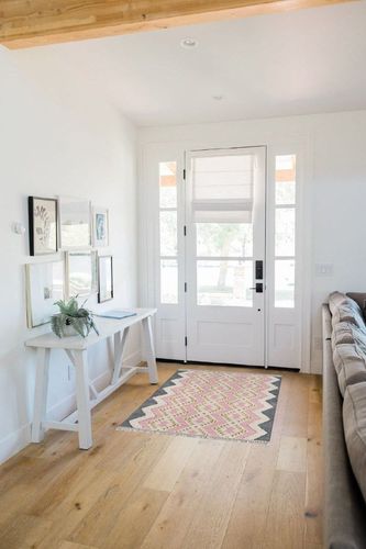 Wool Hand Made Contemporary Area Rug in White Scandinavian Entryway