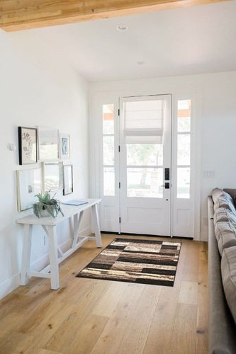 Chocolate Modern, Eclectic, Casual, Transitional Cushioned Area Rug in White Scandinavian Entryway
