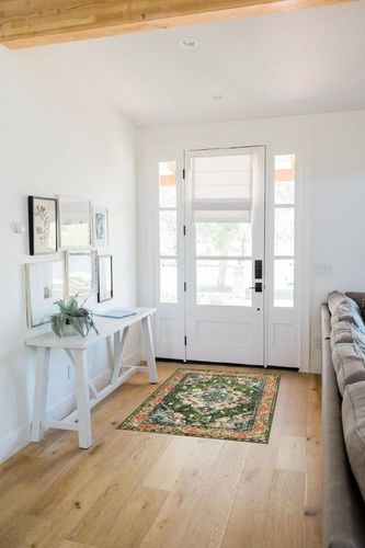Forest Green Hallway Area Rug in White Scandinavian Entryway