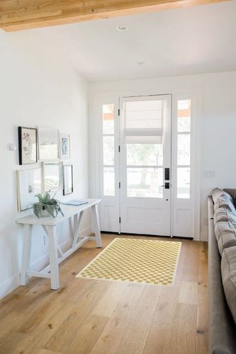 Balta Covey Plush Checkered Thick Shag Area Rug - 5'3" x 7' - Mustard in White Scandinavian Entryway