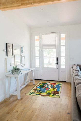 Booooom Jackson Dinosaur Rug Kids Area Rug Play Rug Educational Rug for Playroom Classroom and Kidroom Learning Carpet for Boys and Girls in White Scandinavian Entryway