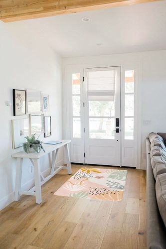 Lahome Pink Washable Living Room Area Rug - 3x5 Small Rugs for Bedroom Non-Slip Throw Soft Nursery Kids Room Low-Plie Boho Botanical Print Capet for Kitchen Entryway Office Bath Laundry Dining Room in White Scandinavian Entryway