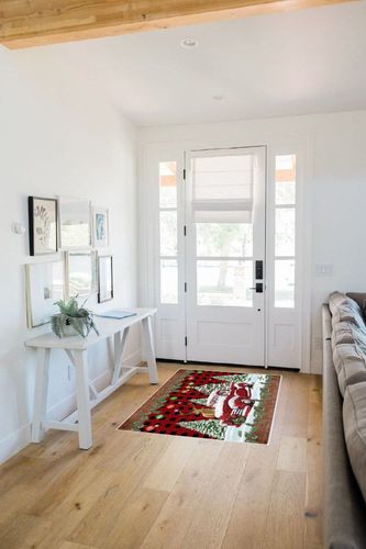 Area Rug 2x3 Feet, Snowflake Buffalo Plaid Xmas Tree Christmas Red Truck Rug, Rugs for Living Room Decor Bedroom Decor Kids Room, Non-Slip Living Room Rugs, Comrft Carpet Washable Rug in White Scandinavian Entryway
