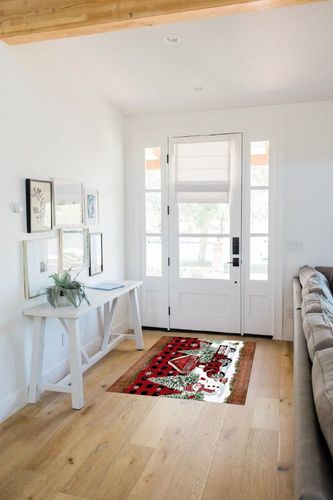 Area Rug 2x3 Feet, Xmas Tree Snowflake Snowman Christmas Red Truck Rug, Rugs for Living Room Decor Bedroom Decor Kids Room, Non-Slip Living Room Rugs, Comrft Carpet Washable Rug in White Scandinavian Entryway