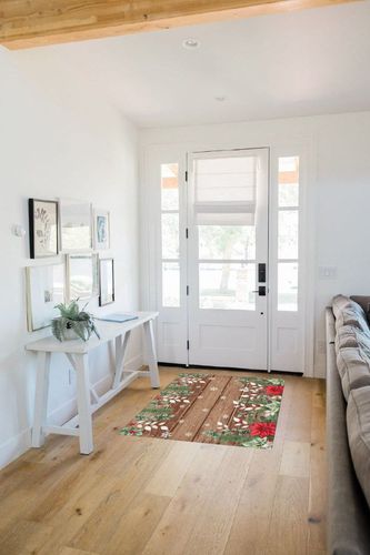 Area Rug, Winter Cardinals Eucalyptus Christmas Poinsettia Rug, 2x3 Feet Rugs for Living Room Bedroom Kids Room Kids Room Nursery Classroom, Non-Slip Comrft Carpet Washable Rug in White Scandinavian Entryway
