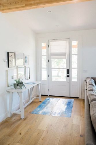 Large Area Rug, Blue Ombre Non-Slip Indoor Accent Area Carpet, Modern Geometric White Oil Painting Abstract Art Fluffy Shaggy Runner Rug for Living Room, Bedroom, Kids Room, 2'7"x 5" in White Scandinavian Entryway