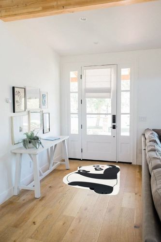 Abeigoi Bathroom Rug Kids Play Mat Bedroom Carpet Animal Play Rug 5Ft Fluffy Panda Washable Floor Mat for Kids Boys Girls Room Cute Nursery Rug Nonslip Cartoon Rug for Home Decor, White/Black 2.6x5Ft in White Scandinavian Entryway