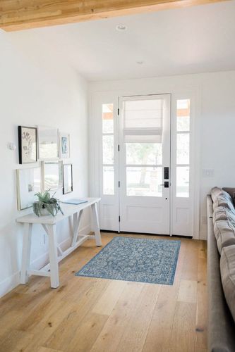 JONATHAN Y SMB100B-3 Tela Bohemian Textured Weave Floral Indoor/Outdoor Navy/Gray 3 ft. x 5 ft. Area-Rug, Coastal,Easy-Cleaning,HighTraffic,LivingRoom,Backyard, Non Shedding in White Scandinavian Entryway
