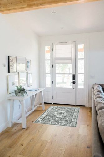 Lahome Bohemian 3x5 Area Rug Washable, Non-Slip Bedroom Throw Soft Rug Oriental Vintage Entryway Rugs for Bathroom, Low-Profile Rubber Backing Entrance Laundry Living Room, Light Grey in White Scandinavian Entryway