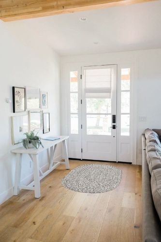 Super Area Rugs Farmhouse Braided Rug Cotton Kitchen Reversible Carpet, Black & White, 3' X 5' Oval in White Scandinavian Entryway