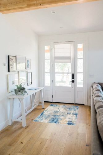 Lahome Modern Abstract Area Rug - 3x5 Washable Bedroom Rug Soft Throw Entry Mat Contemporary Faux Wool Non-Slip Stain Resistant Carpet for Living Room Kitchen Bath Office, Blue/Yellow/Ivory in White Scandinavian Entryway